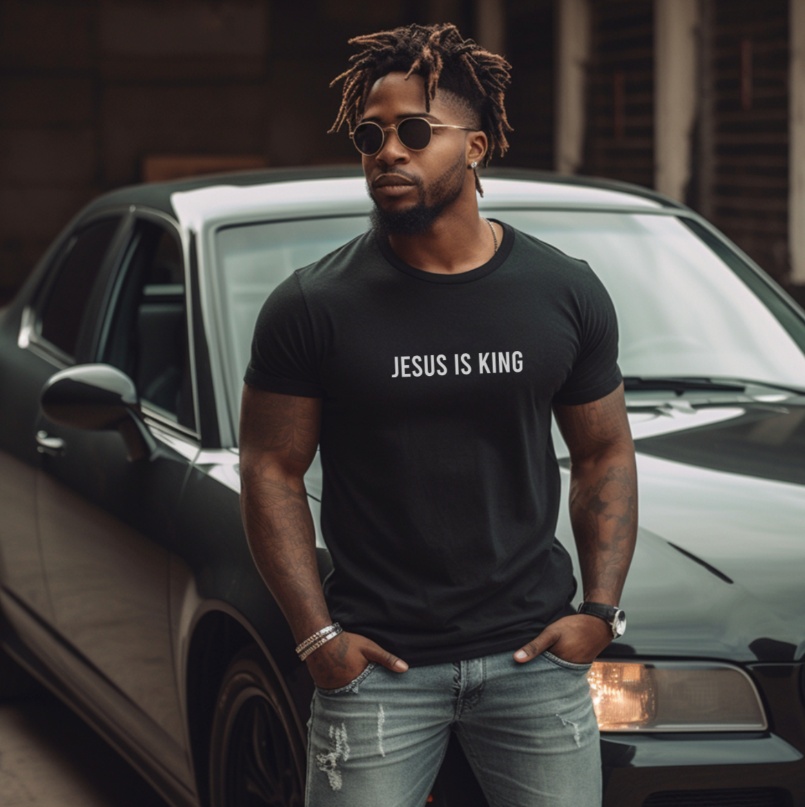 Jesus is King Reflective Black Tee