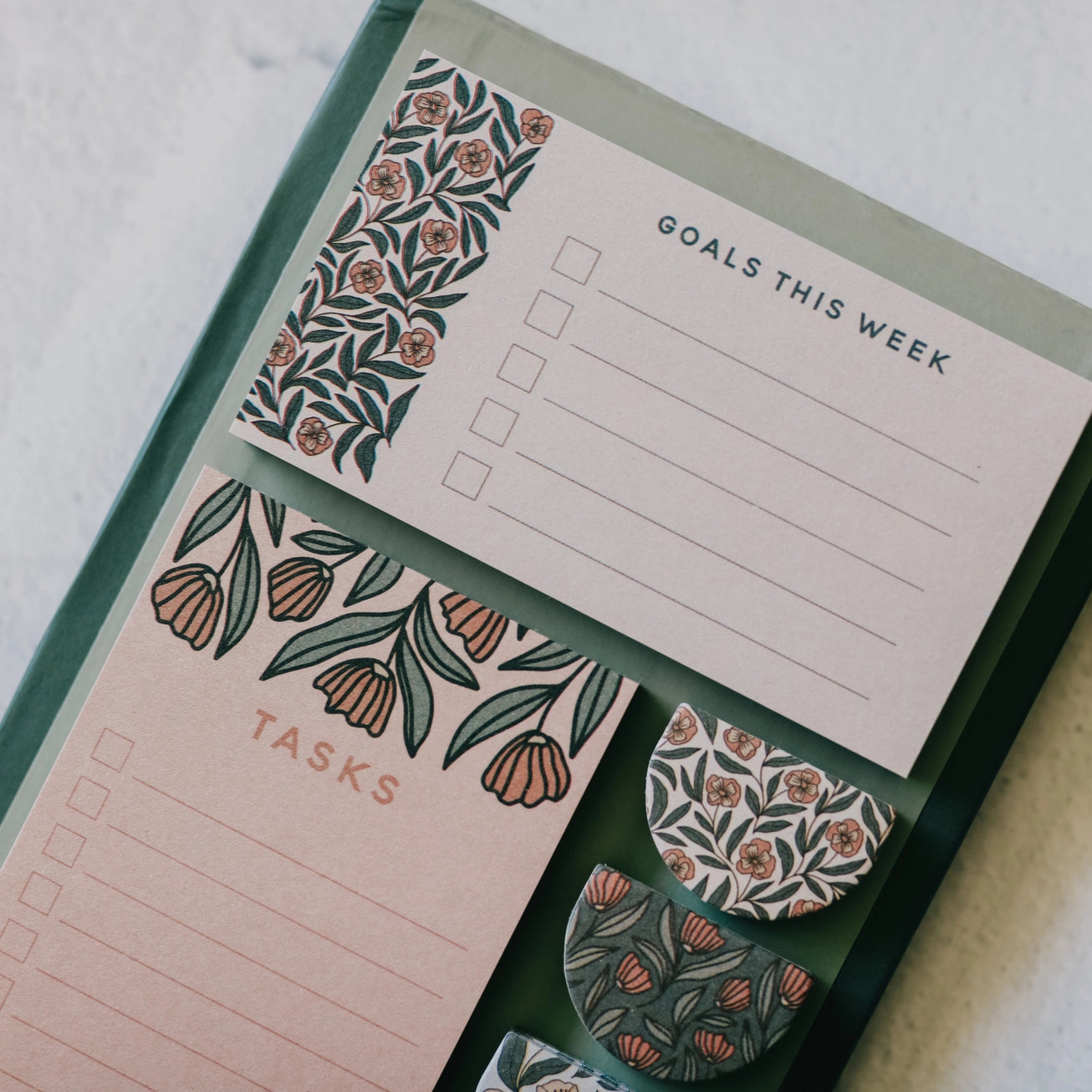Floral Teal Planner Stickies Set
